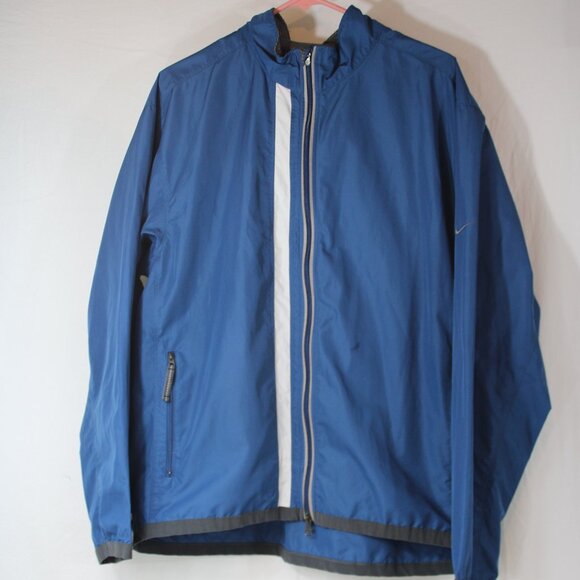 Nike Men's Windbreaker Jacket Clima-Fit Full Zip Size L Blue Reflector - Picture 1 of 8